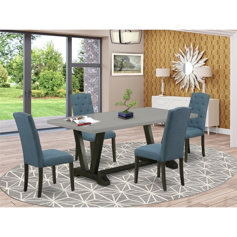 Pemberly Row 5-Piece Traditional Wood Dining Table Set in Multi-color