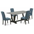 Pemberly Row 5-Piece Traditional Wood Dining Table Set in Multi-color