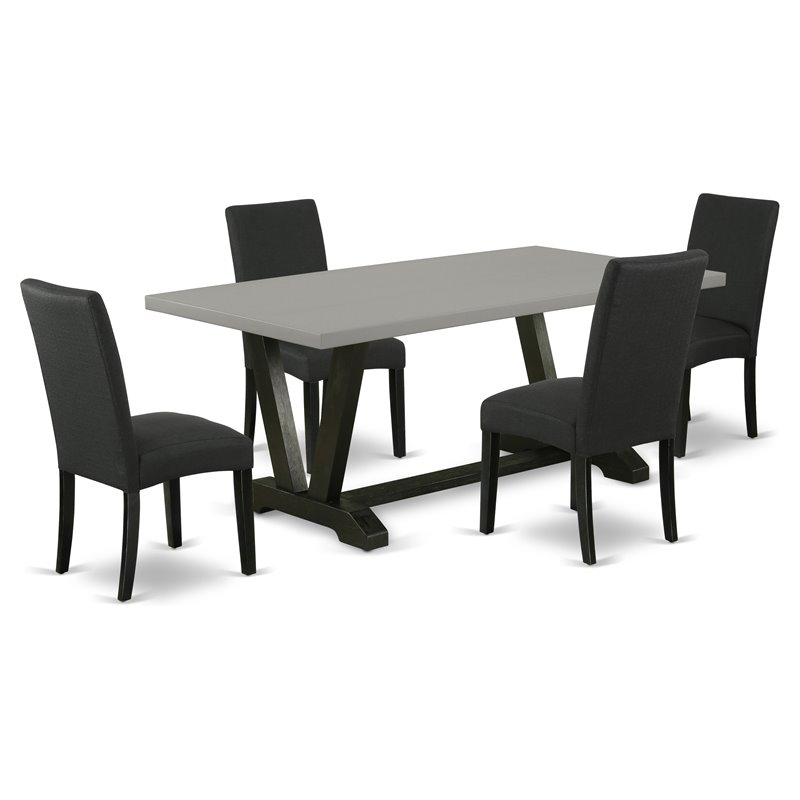 Pemberly Row 5-Piece Wood Dining Table Set with Black Finish