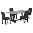 Pemberly Row 5-Piece Wood Dining Table Set with Black Finish