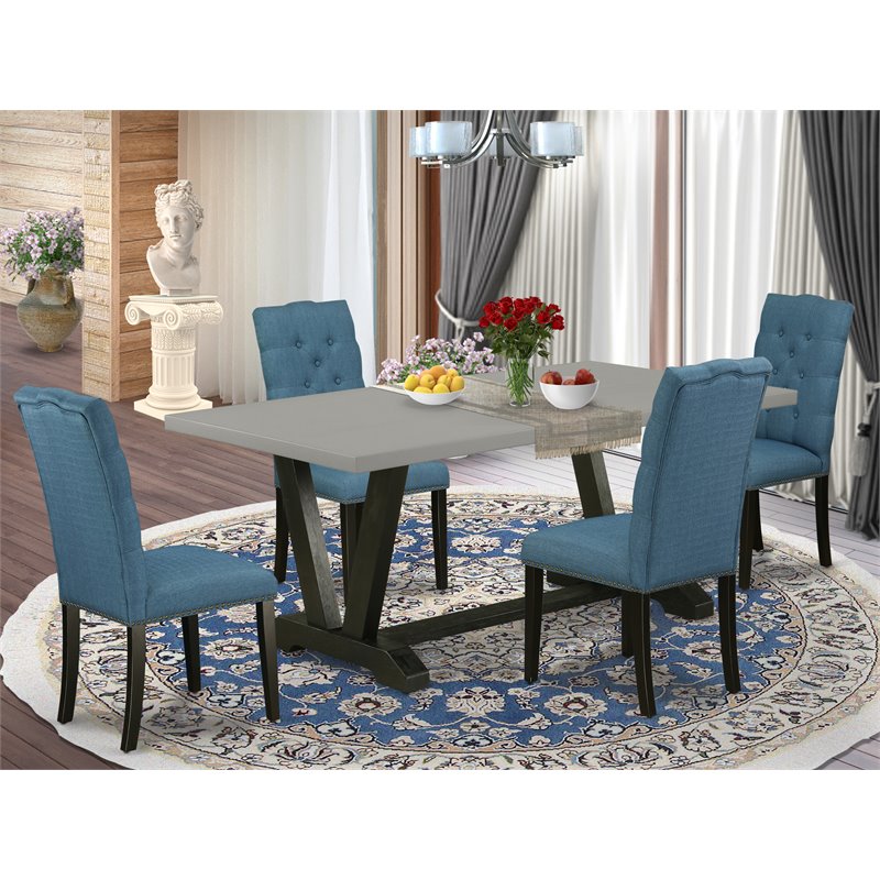 Pemberly Row 5-Piece Traditional Dining Room Table Set in Multi-color