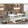 Pemberly Row 6-Piece Rubber Wood Dining Set in Linen White and Smoke