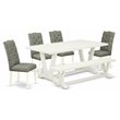 Pemberly Row 6-Piece Rubber Wood Dining Set in Linen White and Smoke