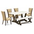 Pemberly Row 6-Piece Wood Dining Set in Jacobean Brown/White
