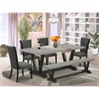 Pemberly Row 6-Piece Wood Dining Set with Cushion Seat in Gray