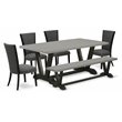 Pemberly Row 6-Piece Wood Dining Set with Cushion Seat in Gray
