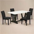 Pemberly Row 5-Piece Wood Kitchen Set with Linen Fabric Seats in Black