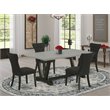 Pemberly Row 5-Piece Wood Kitchen Set with Cement Top in Black Finish
