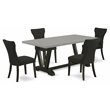 Pemberly Row 5-Piece Wood Kitchen Set with Cement Top in Black Finish