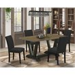 Pemberly Row 5-Piece Wood Dining Set with Black High-Back Chairs