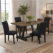 Pemberly Row 5-Piece Wood Dining Set with Black High-Back Chairs