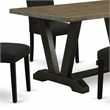 Pemberly Row 5-Piece Wood Dining Set with Black High-Back Chairs