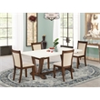Pemberly Row Dining Table and 4 Chairs with Light Beige Upholstery