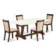 Pemberly Row Dining Table and 4 Chairs with Light Beige Upholstery