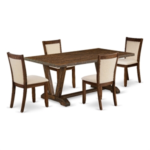 Pemberly Row 5-Piece Dining Set with Parson Chairs and Wood Table
