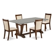 Pemberly Row 5-Piece Dining Set with Cement Top and Beige Chairs