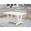 Pemberly Row Dining Table with Linen White Top and Asian Wood Legs