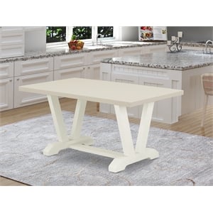 Pemberly Row Dining Table with Linen White Top and Asian Wood Legs