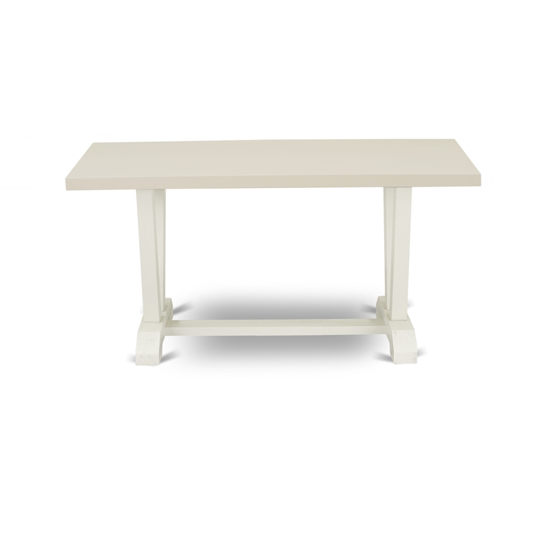 Pemberly Row Dining Table with Linen White Top and Asian Wood Legs