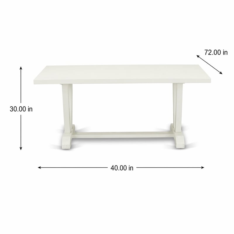 Pemberly Row Dining Table with Linen White Finish and Solid Wooden Legs
