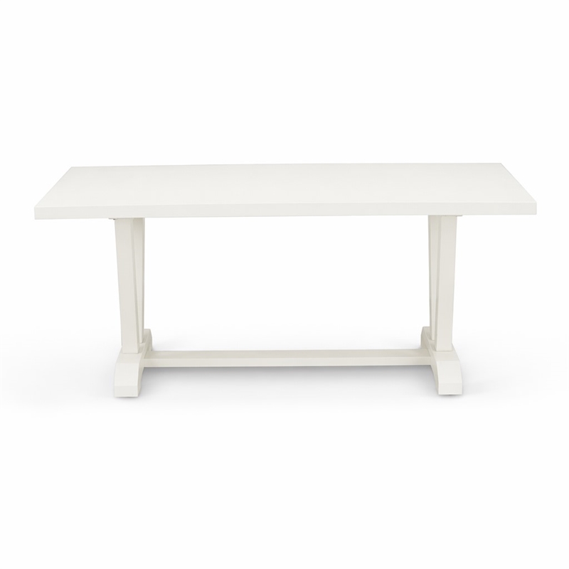 Pemberly Row Dining Table with Linen White Finish and Solid Wooden Legs
