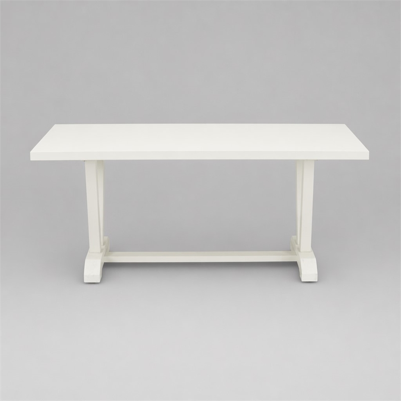 Pemberly Row Dining Table with Linen White Finish and Solid Wooden Legs