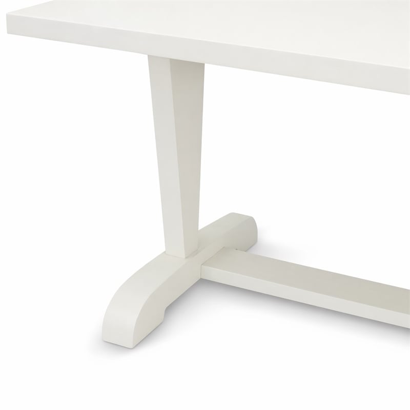 Pemberly Row Dining Table with Linen White Finish and Solid Wooden Legs