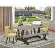 Pemberly Row 6-Piece Dining Set in Cement and Distressed Jacobean Finish