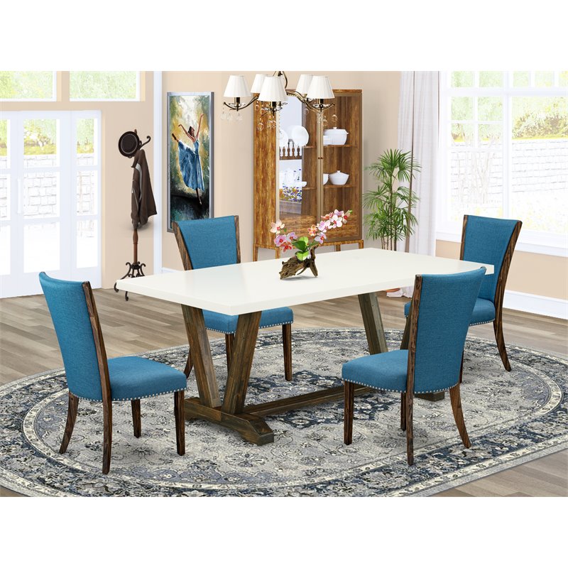 Pemberly Row 5-Piece Wood Kitchen Table Set in Distressed Jacobean