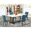Pemberly Row 5-Piece Wood Kitchen Table Set in Distressed Jacobean