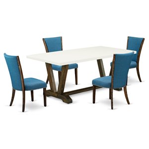 Pemberly Row 5-Piece Wood Kitchen Table Set in Distressed Jacobean