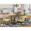 Pemberly Row 5-Pc Wood Dining Table Set with Parson Chairs in Brown