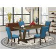Pemberly Row 5-Piece Wood Dining Table Set with Blue Upholstery