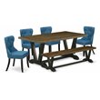 Pemberly Row 6-Piece Wood Kitchen Table Set in Jacobean and Black