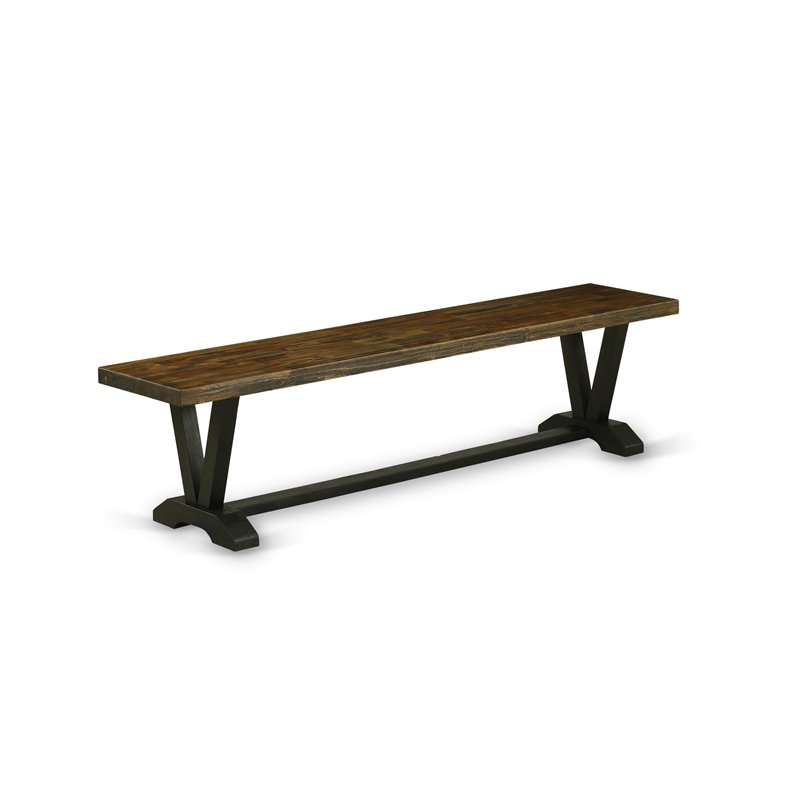 Pemberly Row 6-Piece Wood Dining Set with Bench in Black