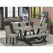 Pemberly Row 6-Piece Wood Dining Set with High Back Chairs in Black