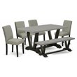 Pemberly Row 6-Piece Wood Dining Set with High Back Chairs in Black