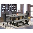 Pemberly Row 6-Piece Dining Set with High Chair Backs in Gotham Gray