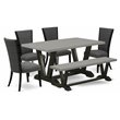 Pemberly Row 6-Piece Dining Set with High Chair Backs in Gotham Gray