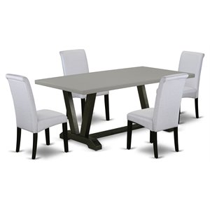 Pemberly Row 5-Piece Wood Dining Set in Black with Upholstered Chairs