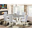 Pemberly Row 7-Piece Wood Dining Table Set in White and Gray