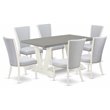 Pemberly Row 7-Piece Wood Dining Table Set in White and Gray