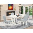 Pemberly Row 5-Piece Wood Dining Set with High Back in Linen White