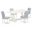 Pemberly Row 5-Piece Wood Dining Set with High Back in Linen White