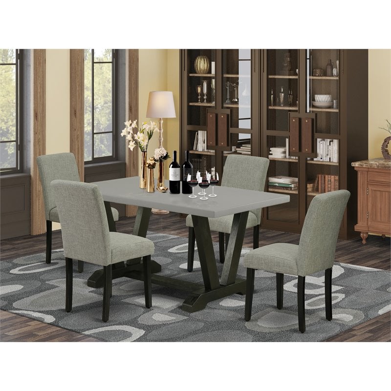 Pemberly Row 5-Piece Wooden Dinette Set in Shitake Gray