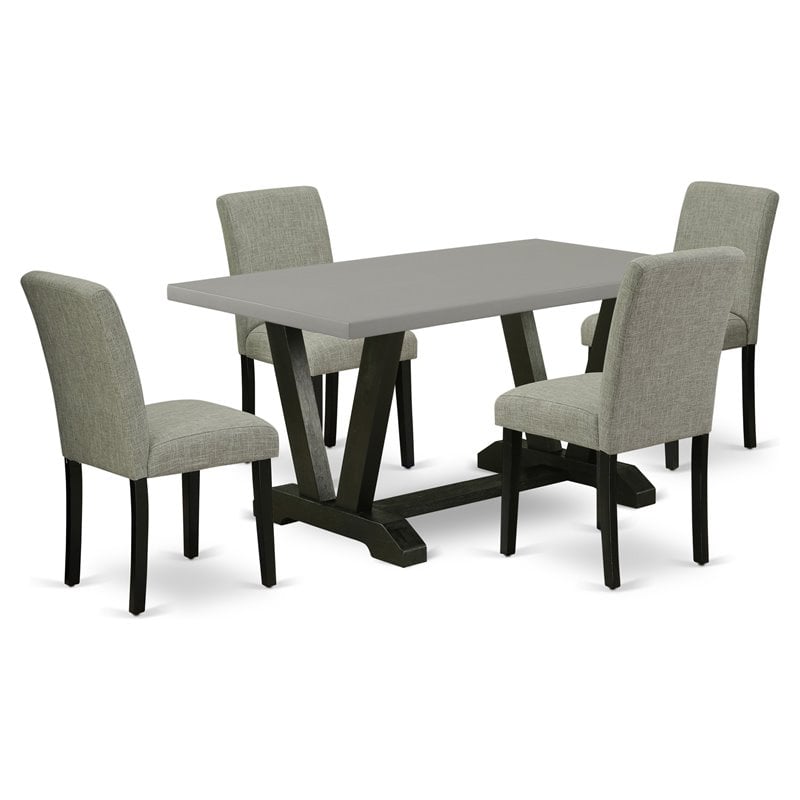 Pemberly Row 5-Piece Wooden Dinette Set in Shitake Gray