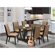 Pemberly Row 7-Piece Wooden Dining Room Set in Black and Light Sable