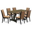 Pemberly Row 7-Piece Wooden Dining Room Set in Black and Light Sable