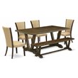 Pemberly Row 6-Piece Wooden Dining Table Set in Jacobean Brown