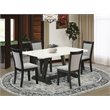 Pemberly Row 5-Piece Rubber Wood Dining Set in White/Shitake Gray/Black